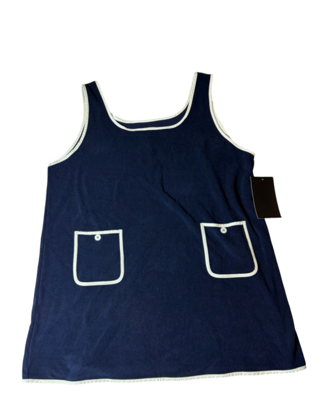 NWT Tuckernuck XXXL Navy Terrycloth Tank Dress Contrast Trim Nautical Preppy